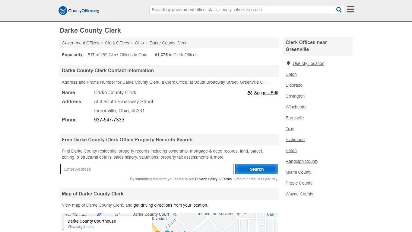 Darke County Clerk - Greenville, OH (Address and Phone)
